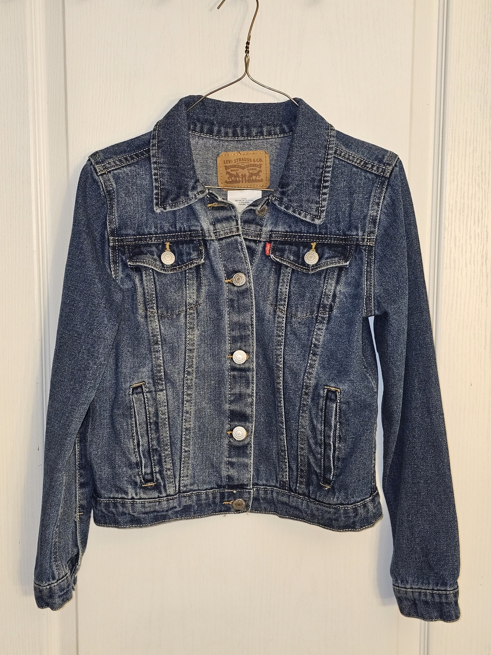 Levi's Girl Denim Classic Jean Trucker Jacket Button Closure Chest Pockets 12 13